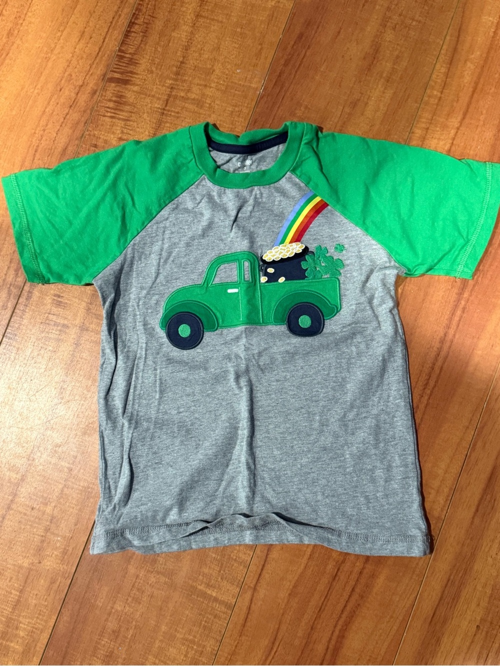 Gymboree Green Raglan Truck Tee with Rainbow